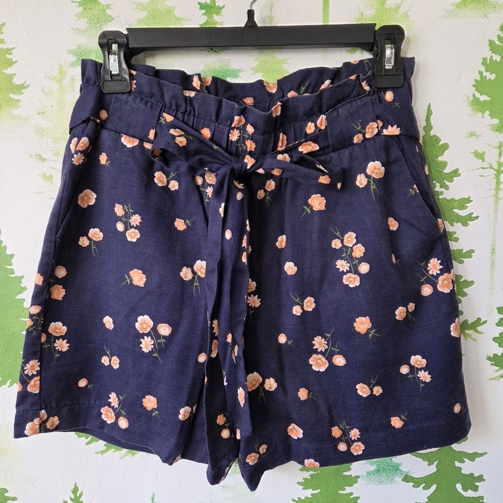 Maison Jules Womens Flower Paperback Waist Belt Shorts